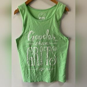 Vibrant Green Graphic Tank Top